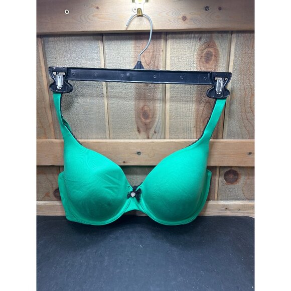 Victorias Secret Green Lined Perfect Coverage Bra 38D With Lace Trim Bow Detail - Picture 1 of 6